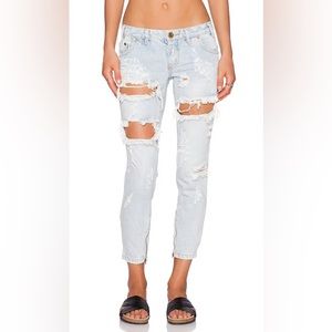 One Teaspoon | Trashed Freebird Ankle Zip Jeans in Brando